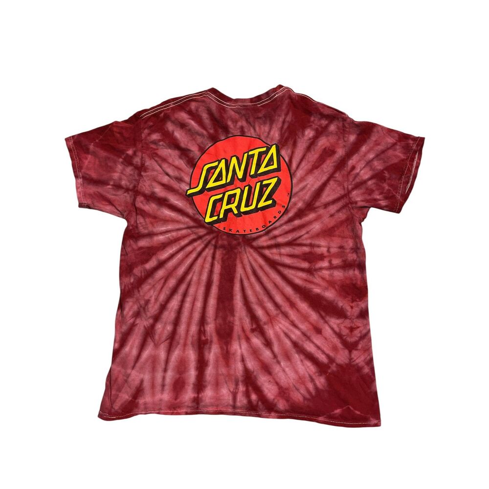 Santa Cruz Tie Dye T Shirt Mens Large Red Graphic Skate Logo